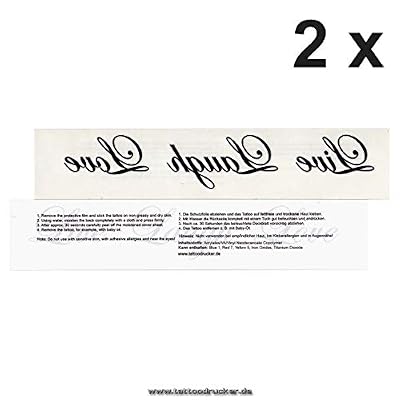 2 x Live Laugh Love - Black Tattoo Lettering - Temporary Skin Tattoo (2)