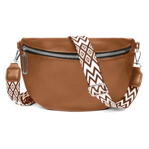 HLEIUKT Sac Bandoulière Femme, Sac a Main Femmes Bandoulieres avec Large Sangle, Sac Banane Femme Chic Cuir Imperméable, Petit Sac Bandouliere Femme avec Bandoulière Amovible