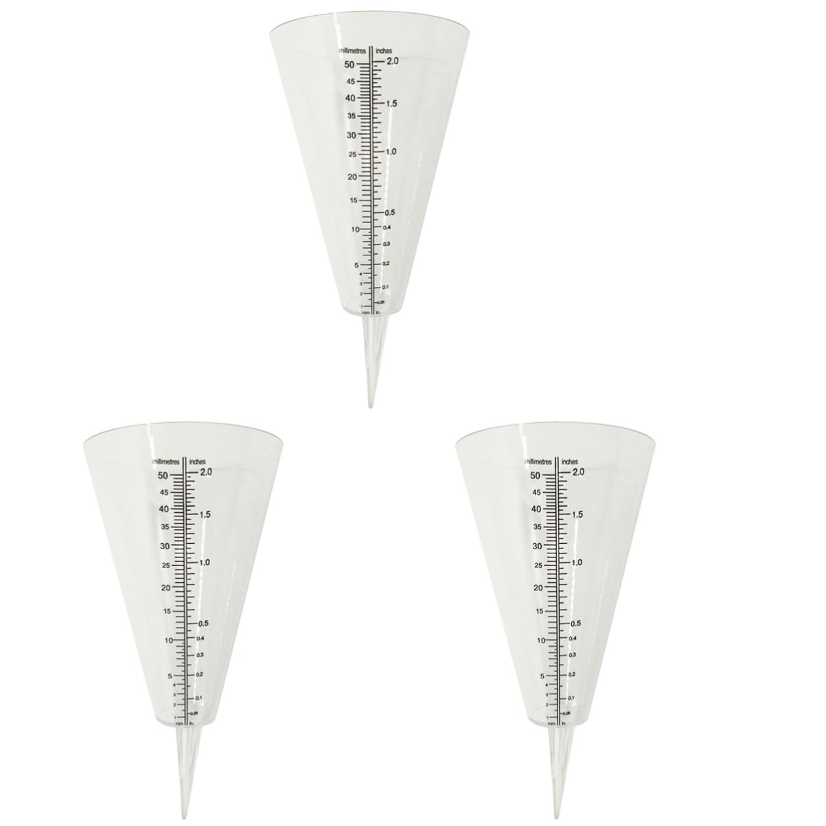 Sosoport 3pcs Regenglas Wasser Löffel Messen Solar- Messung Wetterstation Anlage Klima Sensor Messgerät Gießen Lichter Fluss Spender Regenmesser Im Freien Dekorativ Plastik Transparent