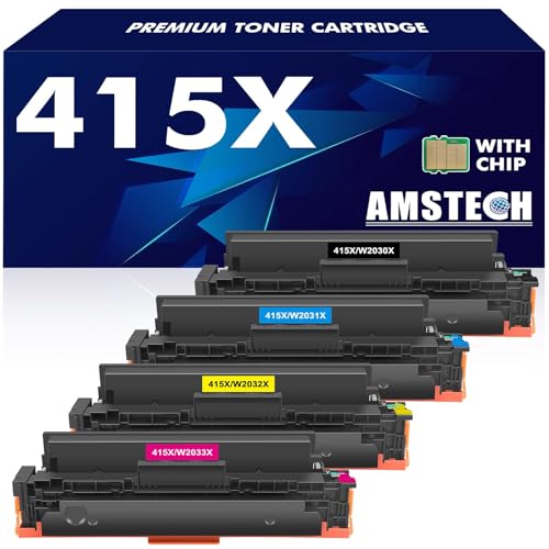 415X M479fdw Toner Mit Chip Kompatibel für HP 415X 415A Multipack Color LaserJet Pro MFP M479dw M479fnw M479fdn M454dw M454dn W2030X W2031X W2032X W2033X W2030A 4-Pack (Schwarz Cyan Gelb Magenta)