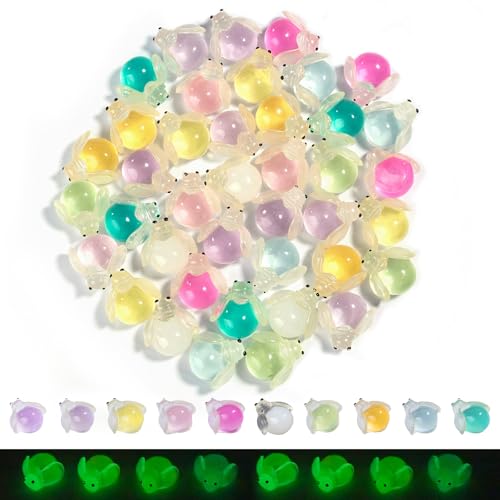 ResinGlow 50 Pcs Mini Resin Firefly Desk Pets Glow in The Dark Mini Luminous Animals for Fairy Garden Dollhouse Aquarium and DIY Micro Landscape Decorations