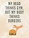 My Head Thinks Gym, But My Body Thinks Burgers: Hilarious Workout for All Ages: Fitness/Goal-Setting and Workout Journal