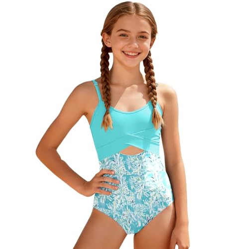 Maillot de bain fille anti-UV résistant au chlore avec bretelles pour ado active