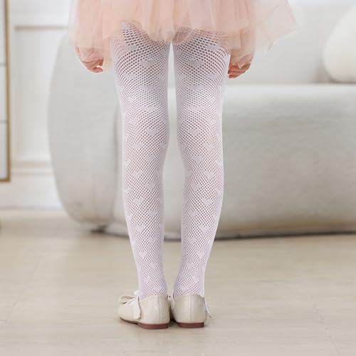 Image of Zando Girls Lace Tights Heart Butterfly Rose Patterned Fishnet Stockings for Toddler Girl Hollow Pantyhose 1T-12 Years