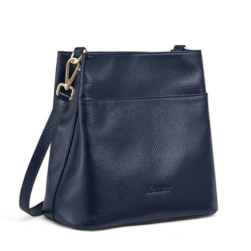 Image of Kattee Leather Handbags for Women 2026, Soft Shoulder Tote Crossbody Purses Bucket Bags with 2 Detachable Straps