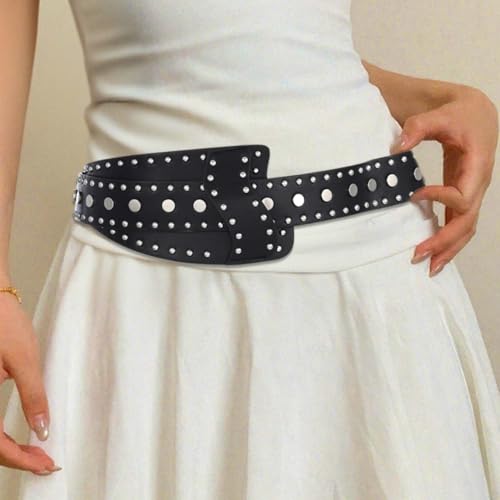 COSYDAYS Punk Studded Leather Belt Rivet Black Chunky Belts Wide Fashion Y2k Belt Accessories for Women2