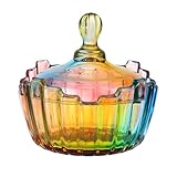 SOCOSY Royal Rainbow Candy Shape Clear Glass Apothecary Jar Candy Jar Wedding Candy Buffet Jars Food Jar with Lid (10oz/27oz)