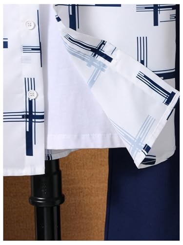 Image of VIPWOLF Boy's 2 Piece Outfits Graphic Short Sleeve Button Down Shirt and Elastic Waist Jogger Pants