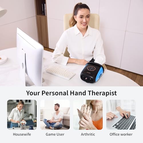 FIT KING Cordless Hand Massager with Compression & Heating, Fingers Wrap Massage for Arthritis Pain and Carpal Tunnel, Suitable for Both Men and Women (Blue) — view 6