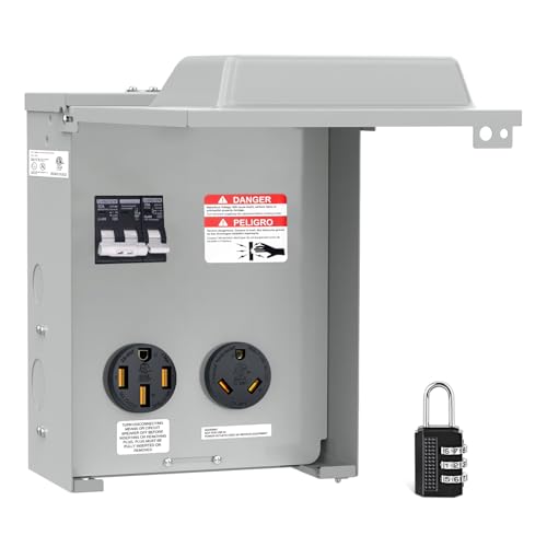 Image of Nilight 30 50 Amp RV Power Outlet Box with Breaker NEMA 14-50R TT-30R | 125 /250V Temporary Receptacle Panel ETL Listed Heavy Duty Enclosed Lockable Waterproof for EV Camper Van Travel Trailer