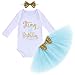 FYMNSI Bébés Filles 1er Anniversaire Tutu Set Manche Longue Body Barboteuse + Jupe Tutu + Bandeau 1 an Fête Vêtements Premier Anniversaire Tenue de Soirée Cérémonie Robe Photographie Bleu 01