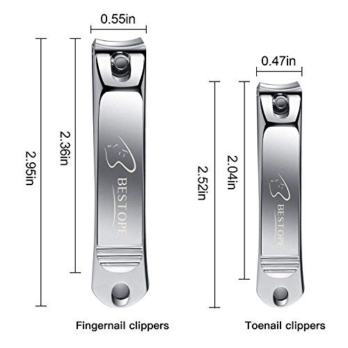 Bestope Pro Nail Clipper Set Professional Fingernail Clipper Toenail Clipper Slant Edge Nail Cutter With Metal Case Stainless Steel Sharp Nail Trimmer Set For Men And Women Black 3 Piece Assortment #TOP3