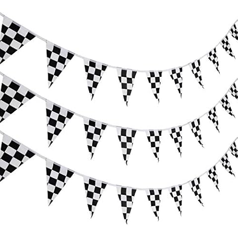 10 Meters Checkered Pennant Banner Racing Flag Party Flag Banner Accessory for Race Theme Birthday Party Decoration Cover