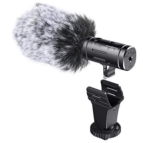 Kamera Mikrofon, Mini Shotgun VideoMic für Aufnahme mit Aluminiumgehäuse, Echtzeitüberwachung, für Canon, Sony, Nikon, DSLR-Kamera, Smartphone