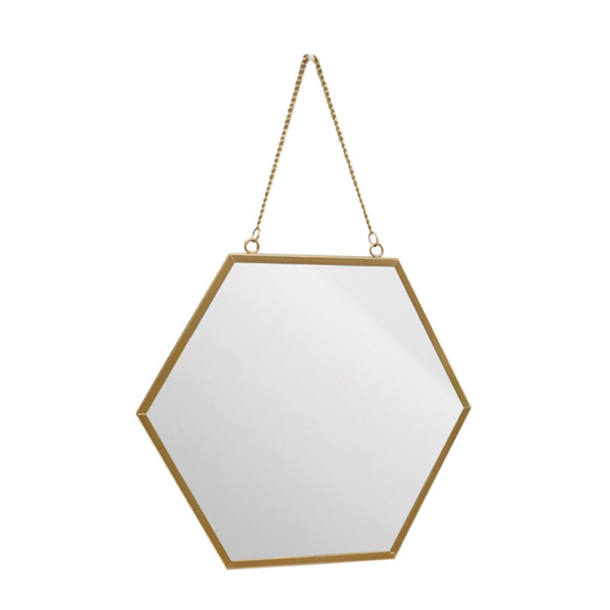 Miroir mural hexagonal métal verre de maquillage suspendu