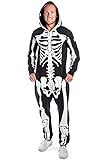Tipsy Elves Halloween Skeleton Costume Jumpsuit with Front and Back Skeleton Bone Print for Men Size Large