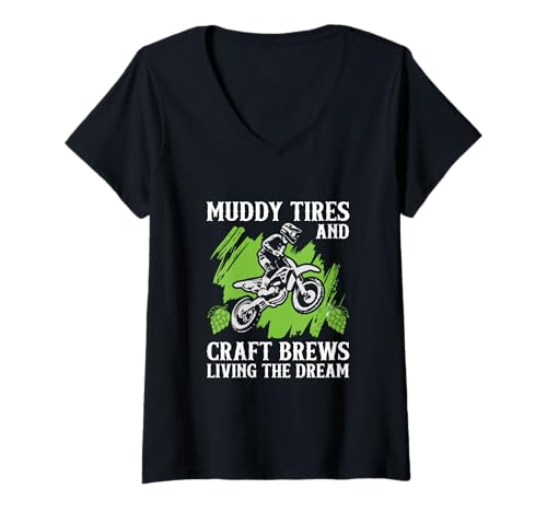 Mujer Craft Brews IPA Beer Motocross Dirt Bike - Bicicleta Todoterreno Camiseta Cuello V