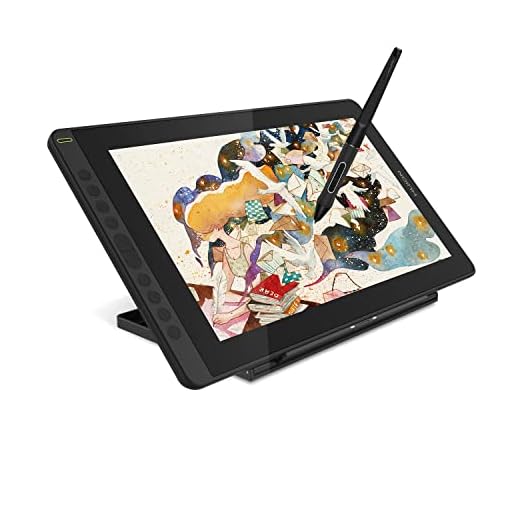 HUION Kamvas 16 2021 Tableta Gráfica con Pantalla,Monitor de Dibujo Full HD de 15,6 Pulgadas, Lápiz Digital Preciso PW517 y Soporte Ajustable,Ideal para la Oficina en Casa y el Aprendizaje Electrónico