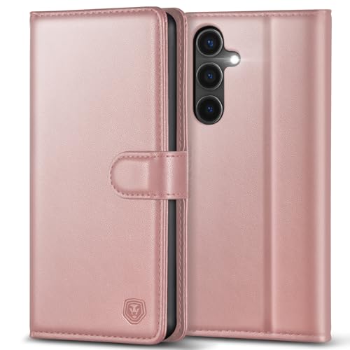 Coque Samsung S25 5G antichoc Kuafcase étui portefeuille magnétique rose rabat