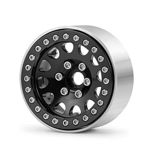 Rclions Aluminum Alloy 1.9Inch Rc Beadlock Wheels Rims 12 Spokes For 1/10Th Rc Crawler Car Axial Scx10 Ii D90 Trx4 -Pack Of 4 (Black) #TOP5