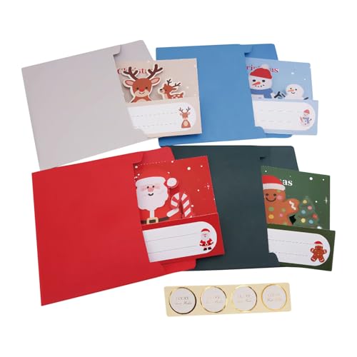 Tarjetas De Felicitación De Navidad | 4 Piezas De Papel Grueso Para Decoración Del Hogar,Tarjetas De Fiesta 3D Decoraciones De Navidad - para Adultos Amigos Colegas Maestros De Medias Regalos