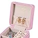 LELADY Travel Jewelry Box, Small Jewelry Box Mini Travel Jewelry Case Portable Faux Leather Jewelry Ring Boxes Holder for Women Girls (Pink)