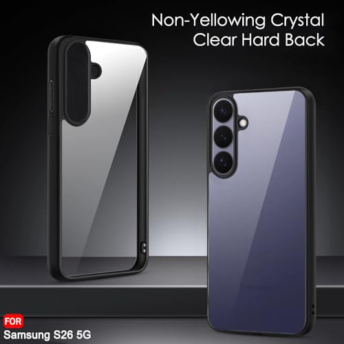 Image of TheGiftKart Ultra-Hybrid Shockproof Back Cover Case for Samsung Galaxy S26 5G | 360 Degree Protection | Crystal Clear Hard Transparent Cover Case for Samsung S26 5G (PC & TPU, Black Bumper)