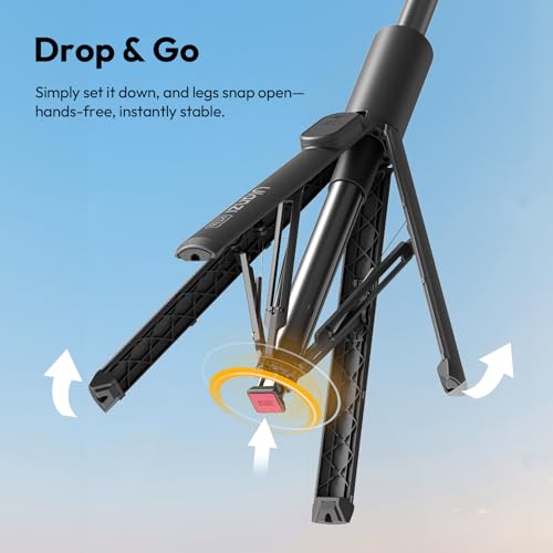 Image of Ulanzi MT-86 Phone Tripod Portable Bluetooth Selfie Stick for iPhone 17 16 | 60 Inch Auto-Open 4 Legs Tripod, Wireless Remote Lightweight Extendable Travel Selfie Stick, w Cold Shoe Mount Phone Clip