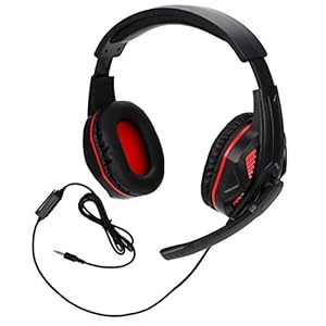Milieu Geluidsisolatie Concurrerende Gaming Bedrade Headset Koptelefoon 40mm Professionele Game Hoorn Hoofdtelefoon voor PS4(Black red)