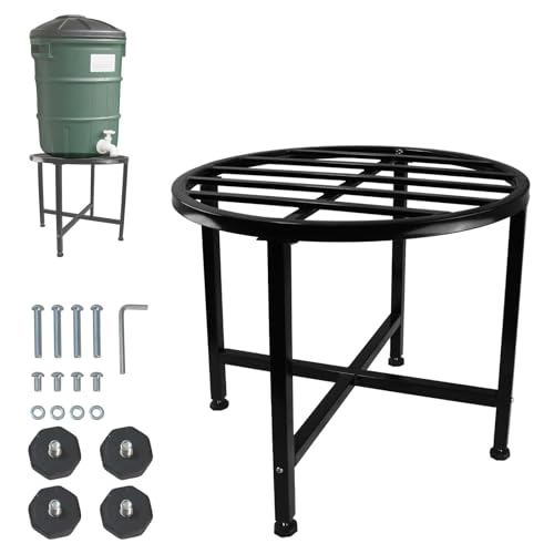 Vlaeng Rain Barrel Stand Heavy Duty Rain Water Collection Base Rain Barrel Stand for 45/50/55 Gallon Plastic Outdoor Rain Barrel Loading 1200lbs for Out Garden Irrigation Carbon Steel Black