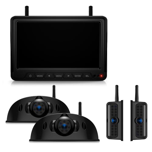 Fookoo HD 4 Cameras Wireless RV Backup System, 7