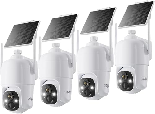 Image of Dzees 2K Wireless Outdoor Security Cameras, 360 Pan Tilt Solar WiFi, 4 Pack