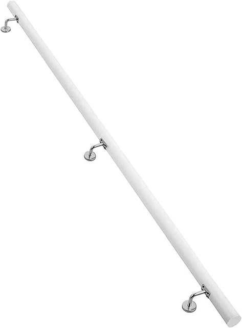 Staircase Handrails with Stainless Steel Brackets, White Round Wooden Safety Handrail Kit, Non-Slip Wall Mount Banister Rail Indoor Loft Elderly Railings Stair Corridor Support Rod (Size : 30cm)