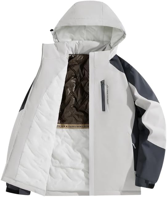 Men's and Women's Hooded Color Clash Jacket Multi-Pocket Functional Softshell Winter Coat