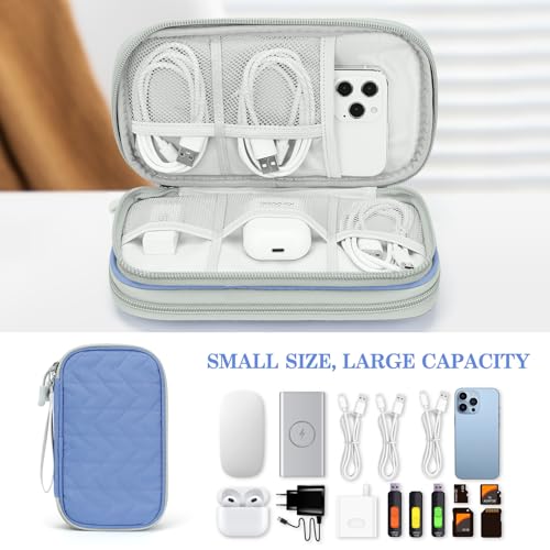 Image of FYY Electronic Organizer, Travel Cable Organizer Bag Pouch Electronic Accessories Carry Case Portable Waterproof Double Layers All-in-One Storage Bag for Cable, Cord, Charger, Phone, Pattern Blue (M)