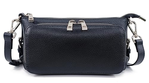 Small Compact Genuine Leather Crossbody Bag for Women Real Leather Purses for Women with Shoulder and Hand Strap