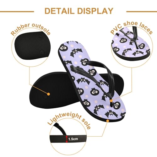 Burbuja Skulls Bats Flip Flops for Women Men, Soft Thong Sandals Rubber Slippers for Pool Beach Essentials3