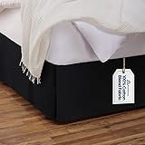 Tailored Bed Skirt - Queen, 21 inch Drop, Cotton Blend , Black, Bedskirt with Split Corners(Available in and 16 Colors) Blissford