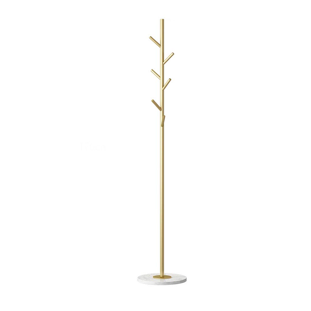 FCXWEVR Coat RackMetal Tree Coat Rack 6 Hooks Super Easy Assembly Hallway Office Entrance Organizer Multipurpose Clothes Hats Bags Umbrella Stand (Golden+white)