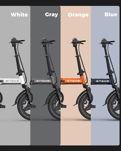 ENGWE T14 Folding Electric Bikes for Adults Teens 350W 19.2MPH 14'' Fat Tire Mini Ebike Urban City Commuter Bicycles 48V10AH 7 Shock Absorptions Comfort Riding（White） - Thumbnail 7
