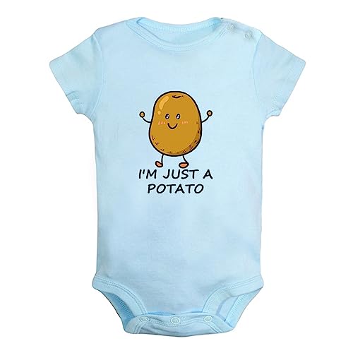 iDzn Babies Unisex I'm Just A Potato Funny Romper Newborn Bodysuits Infant Jumpsuits 0-24 Months Kids Cotton Graphic Outfits