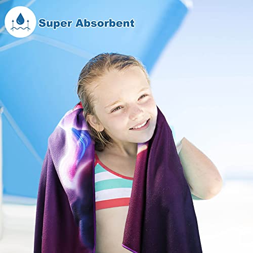 Tsalei Beach Towel For Kids - 30 X 60 Inches Unicorn Microfiber Beach Towels, Oversized Bath/Pool/Camping/Travel/Beach Towel For Boys & Girls, Thick, Soft & Absorbent #TOP3