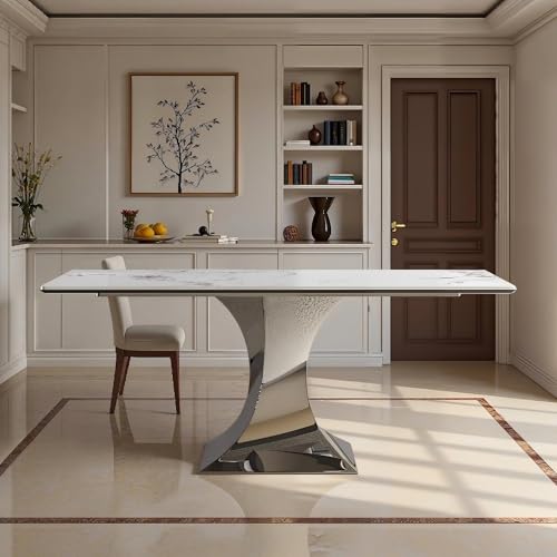 Leavader 71” Artificial Marble Dining Table for 6-8 Seat, Modern