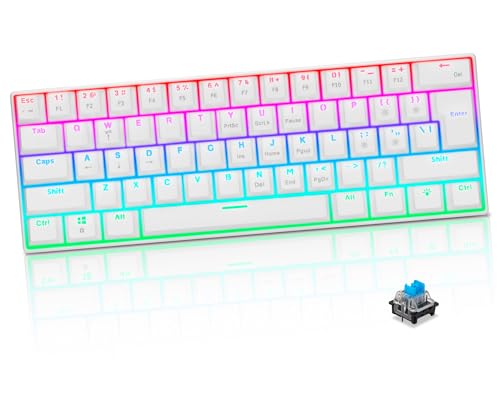 CHONCHOW ゲーミングキーボード メカニカルキ青軸 コンパクト RGBバックライト 61キー60%小型コンパクト設計 全キー防衝突デザイン 光るキーボード ps4/ps5対応 人間工学 Windows 10/8/7/xp/VISTA、Mac OS対応