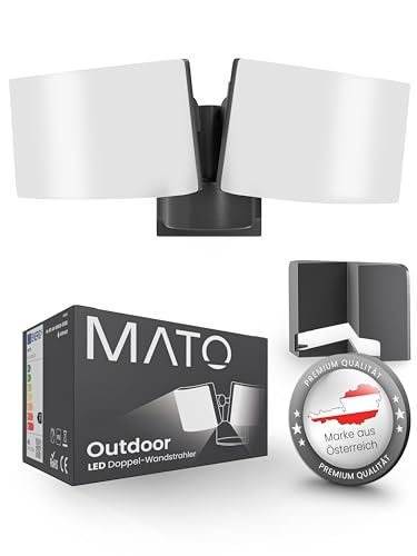 MATO Lumax Duo LED Strahler Wand Außen - 40W Wand Außenleuchte inkl. Eck-Adapter - 3000K Warmweiß, IP65 Wetterfest - Aussenlampe, Außenstrahler, Wandstrahler, Wandleuchte