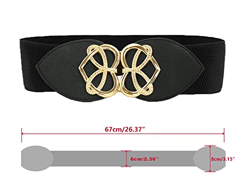 Allegra K Women Knot Heart Waist Belt Black3