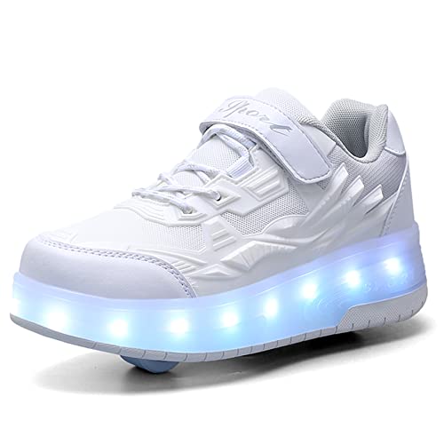 Zapatillas con Ruedas para Niña y Niños Led Luces Patines en Linea Bambas con Ruedas Deportivas Patines al Aire Libre Gimnasia Running Niños Multiusos Automática Zapatos de Skateboard con USB Carga