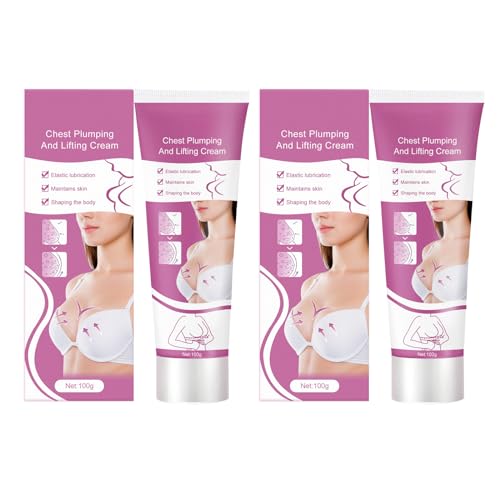 2 Piezas Crema Reafirmante de Senos, Crema Hidratante para Agrandar Los Senos Con Glicerina y Aceite de Rosa, Bust Firming Cream, Aumento de Pecho, Reafirma, Masajea y Eleva los Senos