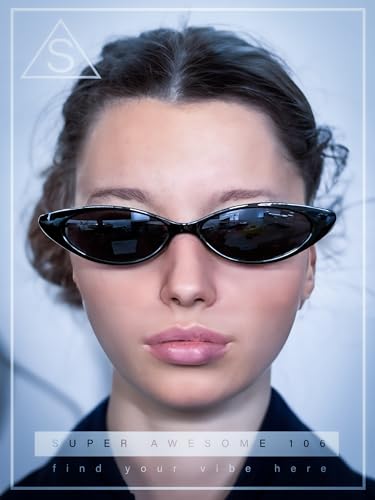 SA106 Womens Narrow Thin Cat Eye Plastic Gothic Retro Sunglasses3