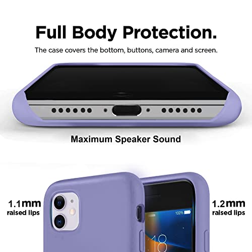 Image of VONZEE Microfiber Logo Cut Compatible for iPhone 11 Case Liquid Silicone Cases Non-Slip Full Body 4 Layer Protectives Shockproof Back with High Raised Camera Lips Purple